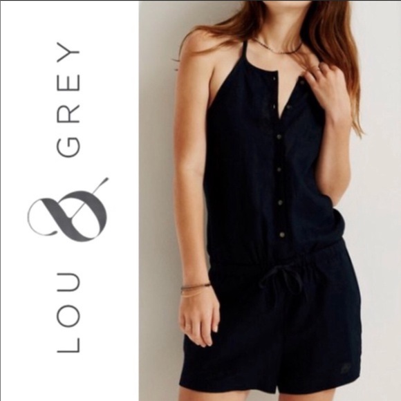 Lou & Grey Pants - NWT Lou & Grey Linen Navy Romper Size M